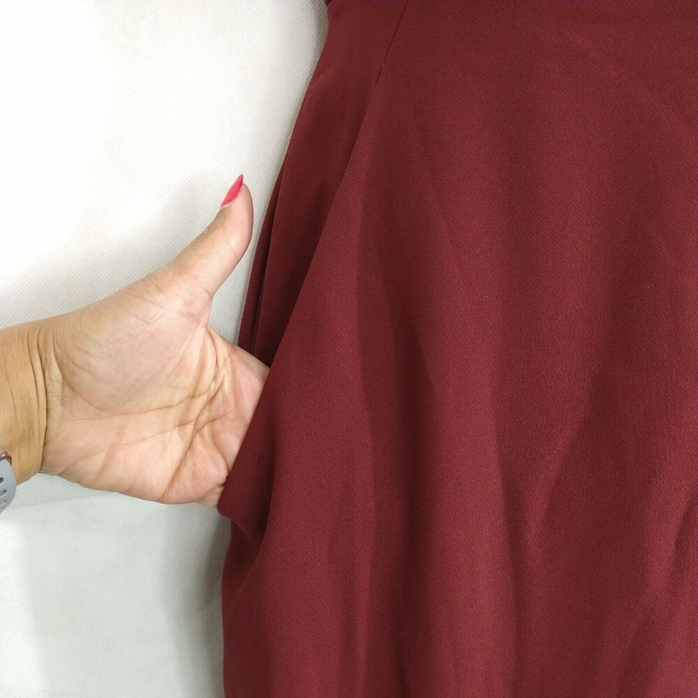 After Six Crepe Sleeveless Dress Women Size 10 Burgundy Red Pockets SAMPLE - NEW - Picture 3 of 9